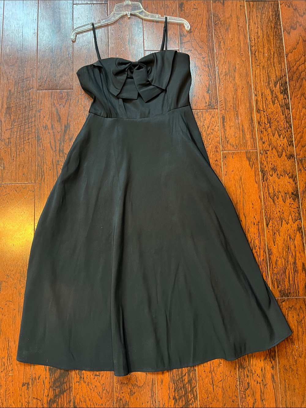a new day Black Midi Dress with Bow-Front Bodice